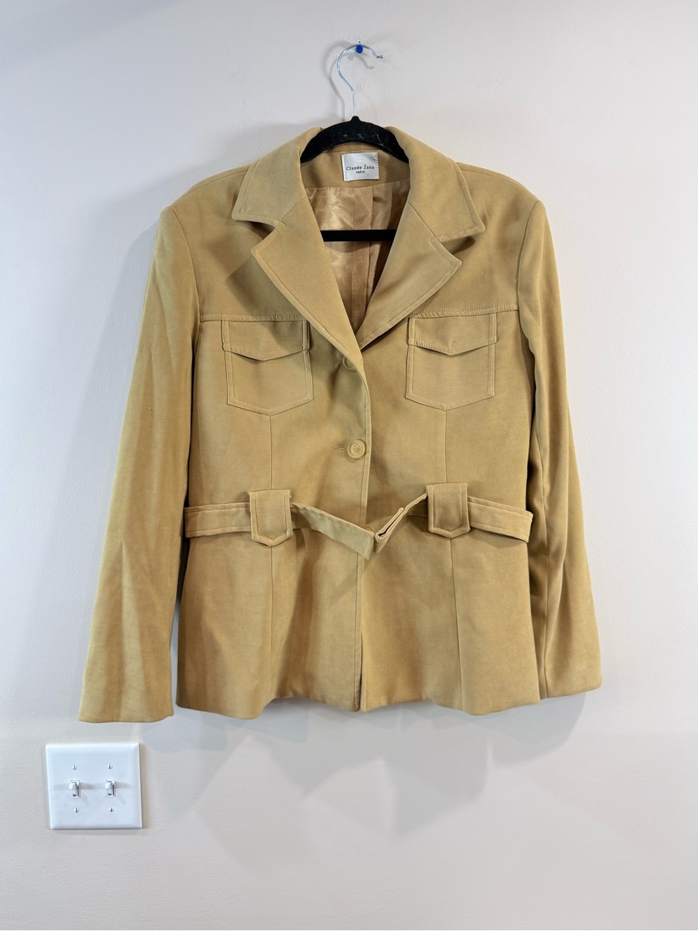 🔥Claude Zana Women’s Tan Suede Belted Jacket Size S EC🔥